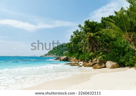 Petite Anse beach Mahe Tropical Seychelles Islands. Royalty-Free Stock Photo #2260632111