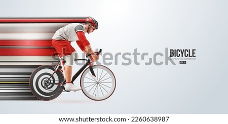 Realistic silhouette of a road bike racer, man is riding on sport bicycle isolated on white background. Cycling sport transport. Vector illustration
