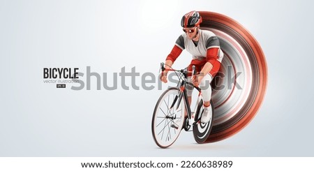 Realistic silhouette of a road bike racer, man is riding on sport bicycle isolated on white background. Cycling sport transport. Vector illustration