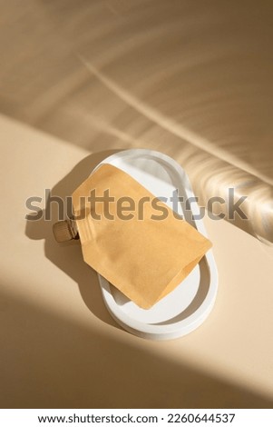 Brown Doy pack for your design and logo lifestyle images, Mock Up Pouch. Brown background. Template