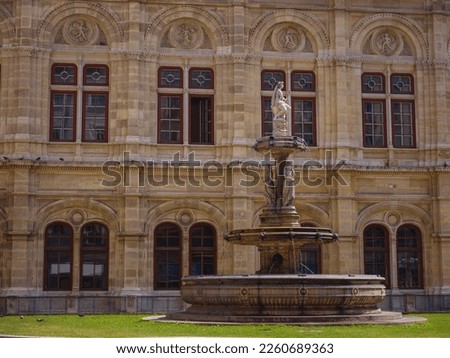 beautiful Opera Fountain mean under the crowning allegory of music. Vienna State Opera is largest opera house in Austria, one of most important opera centers in world.