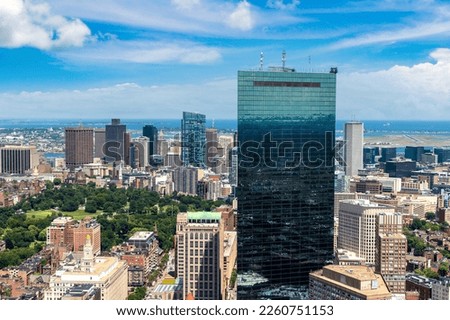 Panoramic aerial view of Boston, Massachusetts, USA