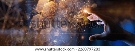 Woman hand touching The metaverse universe,Digital transformation conceptual for next generation technology era. Royalty-Free Stock Photo #2260797283