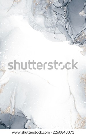Watercolor drop splash Bluecolor with gold glitter on white background,Hand drawn paint alcohol ink in abstract pattern,Illustration digital paint spectacular abstract backdrop,Mable liquid texture Royalty-Free Stock Photo #2260843071