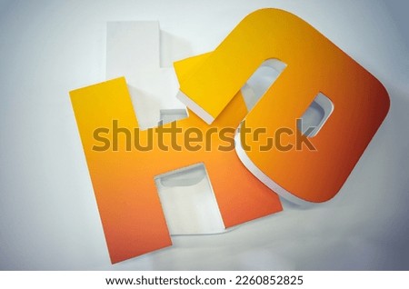 Photo Three-dimensional orange letters on a white background.Production of a logo made of plastic.Production of outdoor advertising.Production of branded logos.The letter A.