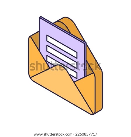 Isometric letter ison. Message 3d symbol. email sending concept. Vector illustration concept