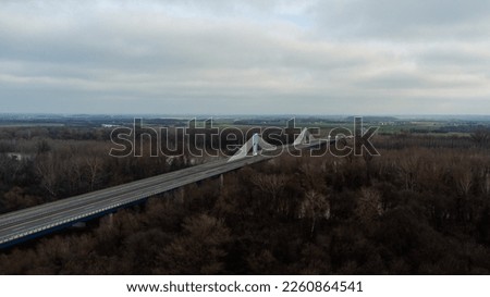 Drone photo from a bridge, brudge in hungary, Image from a bridge