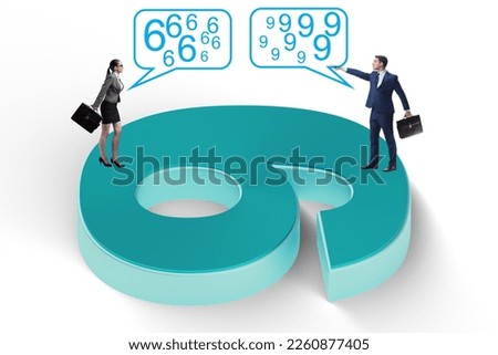 Argument over the numbers 9 and 6 Royalty-Free Stock Photo #2260877405