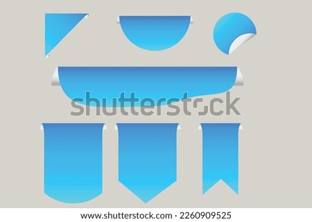 Blue paper set ofsticker with curled corners sale banner tag sticker badge discount price vector