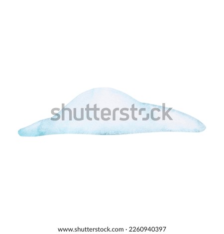 Snowdrifts footprints watercolor illustration isolated on white background. Northern sea element. Hand and drawn clipart for stickers, baby shower, cards, clothes, fabrics.