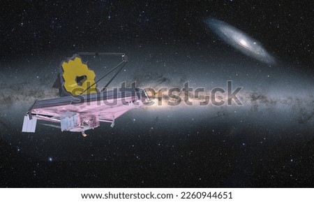 James Webb Space Telescope in Space Milky way in the background "Elements of this image furnished by NASA "