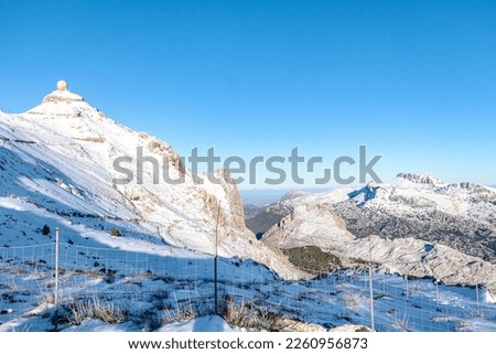 landscape snowy mountains in majorca