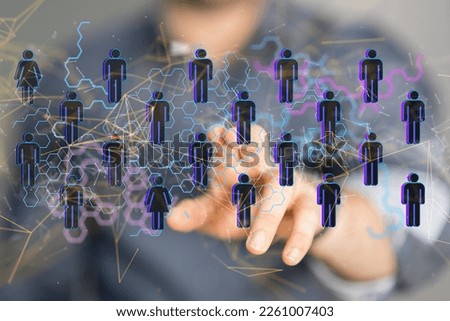 Business Man Hand Writing Social Network