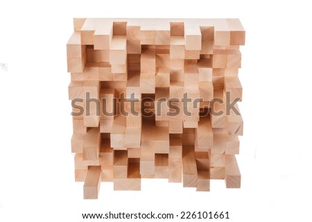 photo of skyline wooden music diffusor , professional room diffusion panel isolated on white background