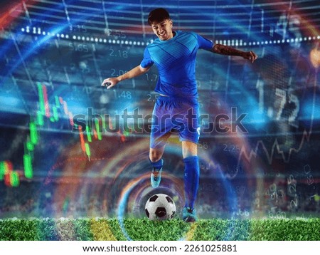 Football player ready to kick the soccerball during the match. online bet