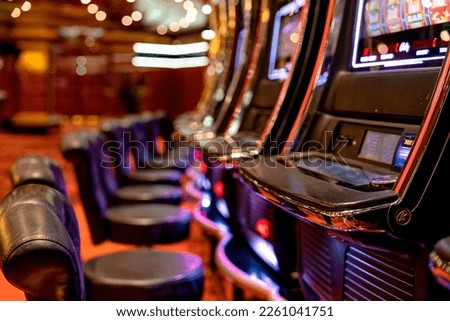 close up background of slot machine in casino club entertainment  leisure concept  Royalty-Free Stock Photo #2261041751