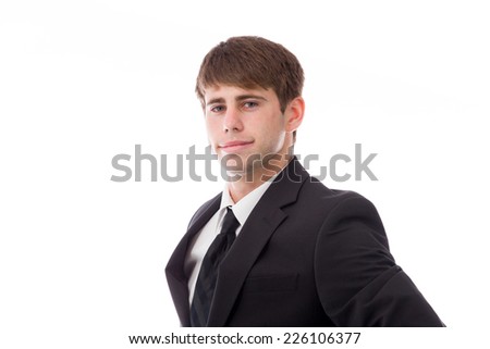 model isolated on plain background proud confident hands on hip