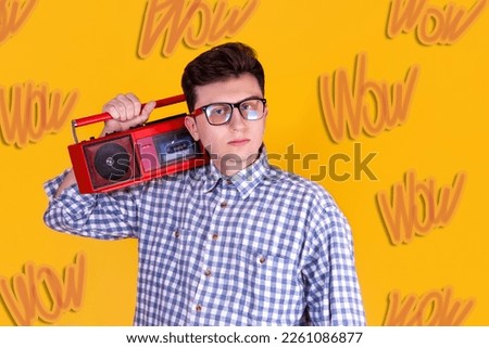 A handsome guy on a funny yellow background