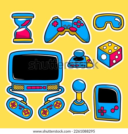 Hand Drawn Icon of Video Games. Set of Video Games Icon