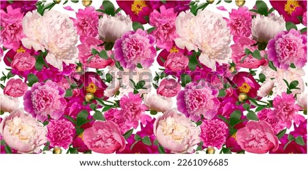 beautiful flowers on a white background. pattern of garden peonies. emplate for fabrics, textiles, paper, wallpaper, interior decoration.