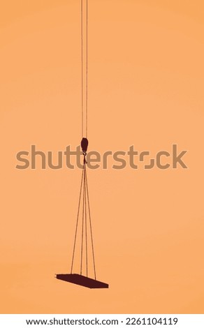 concrete slab hanging on construction tower crane. iron hook  . Vertical orientation. overhead hook block.  isolated on white background. black and  white. illustration.  Royalty-Free Stock Photo #2261104119