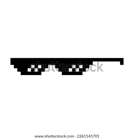 Funny Pixelated Sunglasses. Simple Linear Logo Illustration of 8-bit Black Pixel Boss Glasses. Stylish Glasses, Great Design for Any Purpose - Isolated on White