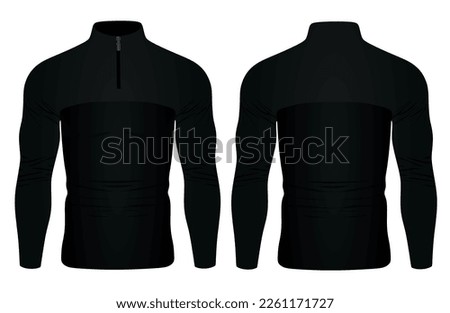 Black  tight long sleeve t shirt. vector