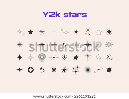Bling icon. Aesthetic Y2k style. Star, bling, sparkle, glitter icons. Retro futuristic. Vector Royalty-Free Stock Photo #2261191221
