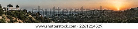 Sunset at Los Angeles, California, USA. View from Griffith Observatory.