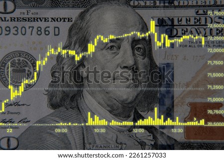 growing graph on top of the us dollar one hundred currency