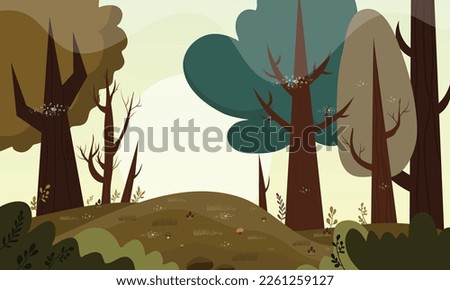 Panoramic nature landscape illustration vector background for nature ecology environment event
