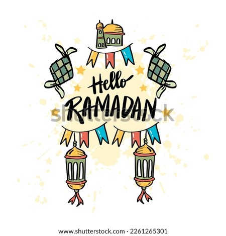 Hello Ramadan. Hand lettering greetings Ramadan Kareem 