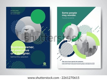 Template vector design for Brochure, AnnualReport, Magazine, Poster, Corporate Presentation, Portfolio, Flyer, infographic, layout modern with blue color size A4, Front and back, Easy to use and edit. Royalty-Free Stock Photo #2261270615