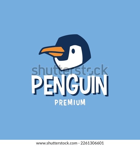 penguin head retro cartoon logo vector illustration Royalty-Free Stock Photo #2261306601