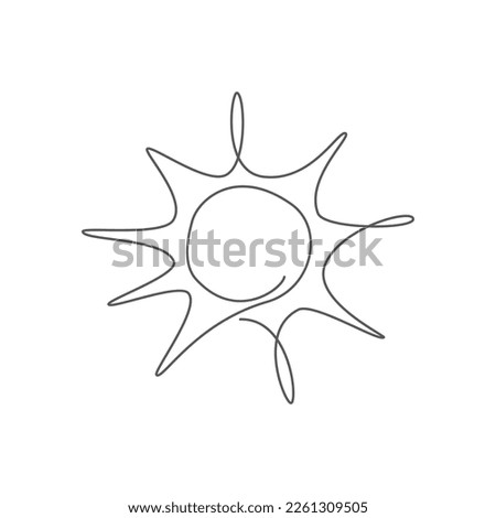 Sun One line drawing on white background