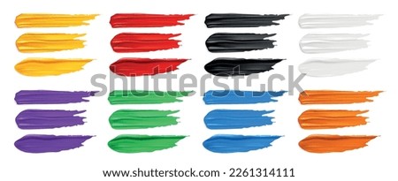 Realistic brush strokes big set with isolated colorful dashes images of different color on empty background vector illustration Royalty-Free Stock Photo #2261314111