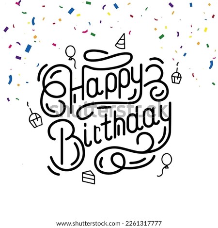 happy birthday invitation typography card with confetti
