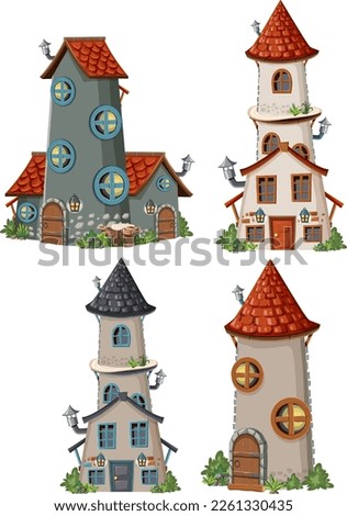 A set of fairytale towers illustration