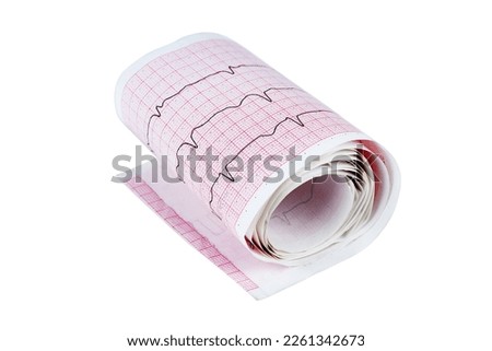 Echocardiogram (ECG) showing abnormal heart rhythm.Isolated on white background.Arrhythmia Royalty-Free Stock Photo #2261342673