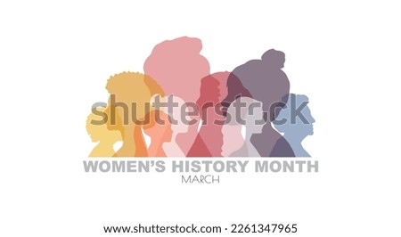 Women's History Month banner. Flat vector illustration. Royalty-Free Stock Photo #2261347965
