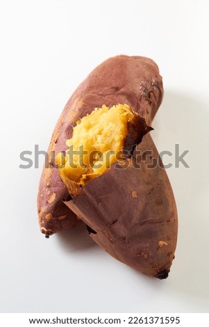 Japanese baked sweet potato on white background