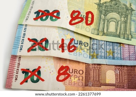 Inflation on the paper banknote. Devaluation of money