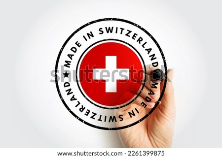 Made in Switzerland text emblem badge, concept background