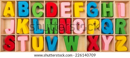 Colorful wooden alphabet letters set