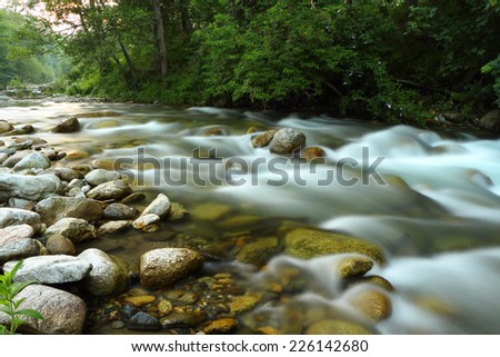 A river picture captured with a long exposure technique