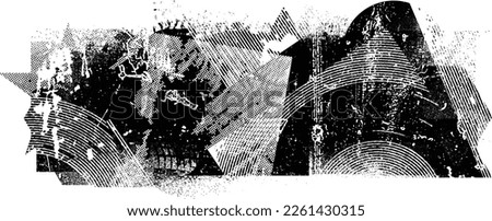 Glitch distorted grunge collage  . Noise destroyed texture . Trendy defect error shapes . Overlay grunge texture . Distressed effect .Vector shapes with a halftone dots screen print texture.