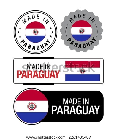 Set of Made in Paraguay labels, logo, Paraguay Flag, Paraguay Product Emblem Royalty-Free Stock Photo #2261431409