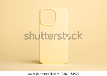 banana yellow phone case mock up for iPhone 13, 12 and 14 Pro Max isolated on monochrome color background