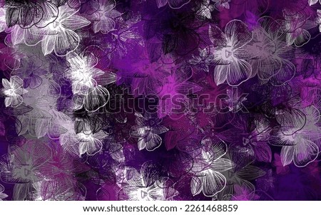 Light Purple vector doodle pattern with flowers. Glitter abstract illustration with flowers. Colorful pattern for kid's books.
