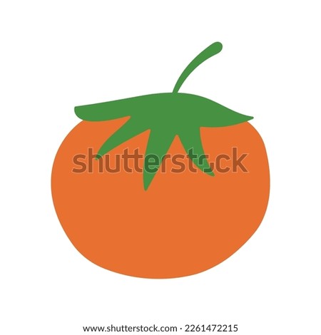 Red tomato doodle flat illustration isolated on white background. Vector graphics design